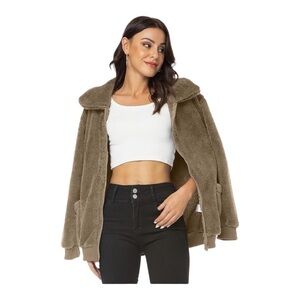 NWT-DOU BCQ-BROWN TEDDY BEAR JACKET-SIZE LARGE